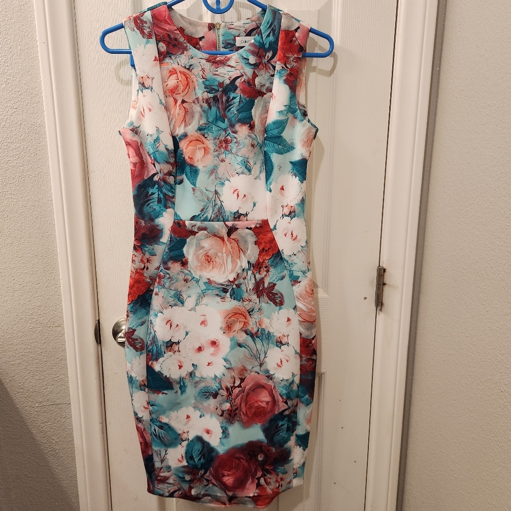Calvin klein floral midi dress size 4